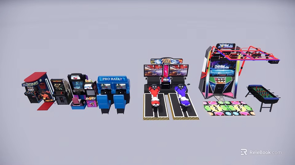 Colorful Electric Toys Collection With Racing Cars Game Machines And Track Sets For Kids 3d model 