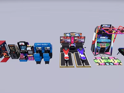 Colorful Electric Toys Collection With Racing Cars Game Machines And Track Sets For Kids 3d model