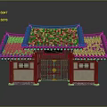 Traditional Chinese Architecture Gate With Tiled Roof And Wooden Door Design