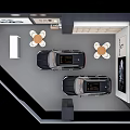 Modern Car Dealership Showroom With New Cars Reception Desk And Large Screen