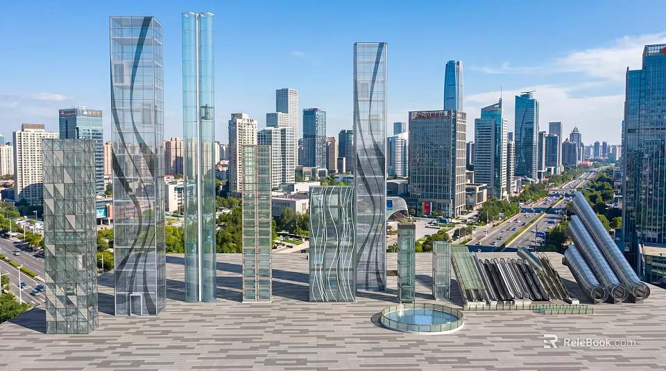 Modern Elevator Systems In High Rise Commercial Buildings For Efficient Transportation 3d model 