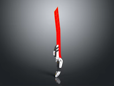 Red Tactical Sword With White Black Handle Detailed 3D Model Design 3d model