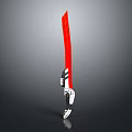 Red Tactical Sword With White Black Handle Detailed 3D Model Design