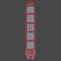 Large Bulk Carrier Ship With Red Hull And Gray Cargo Hatches