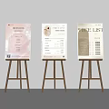 Three Modern Beauty Salon Signboards With Service Menu Price List Metal Stands