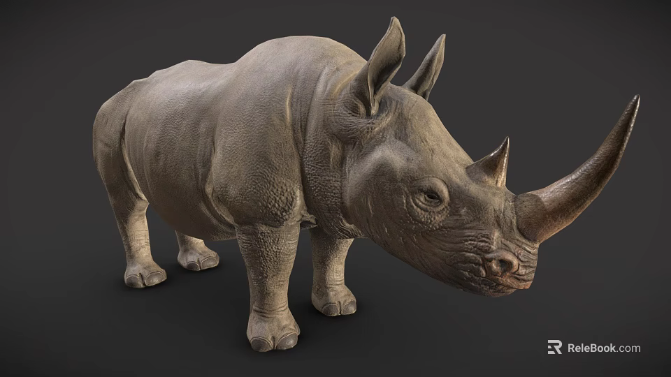 Realistic 3D Rhinoceros Model With Detailed Skin Texture And Horns 3d model 
