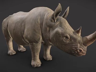 Realistic 3D Rhinoceros Model With Detailed Skin Texture And Horns 3d model
