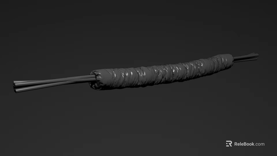 Long Detailed Sculpture Carving With Twisted Texture And Metallic Surface 3d model 