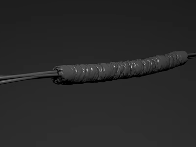 Long Detailed Sculpture Carving With Twisted Texture And Metallic Surface 3d model