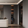Modern Walk in Closet With Vanity Desk Plant And Storage