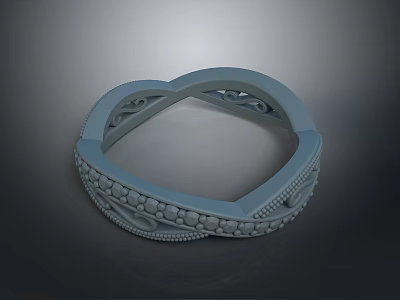 Gray Fashion Bracelet With Decorative Pattern Dotted Texture And Hollow Details 3d model
