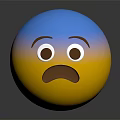 Shiny Round Spherical Surprised Emoji With Blue And Yellow Gradient Shocked Expression 3d model