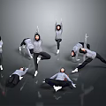 Stylish Gray Hoodies And White Shoes For Dance Poses On Dark Reflective Floor