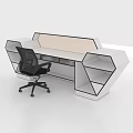 Modern Geometric White Reception Desk With Storage Compartments And Black Chair