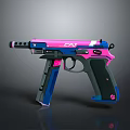 Vibrant Pink And Blue CPX Pistol Featuring Stylish Design And Paw Print Grip
