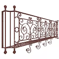 Ornate Iron Fence Design With Intricate Scroll Patterns And Hanging Decor Elements 3d model