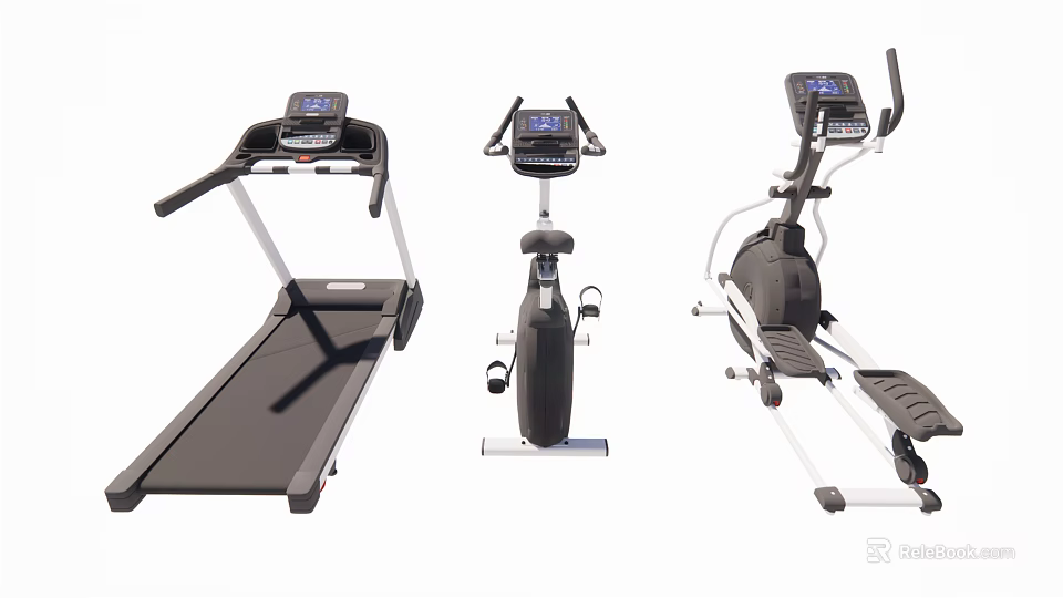 Best Selection Of Home Sports Equipment Featuring Treadmill Exercise Bike And Elliptical Trainer 3d model 