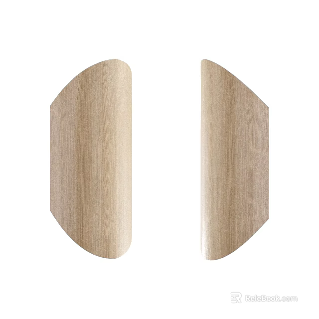 Smooth Light Colored Wooden Curved Symmetric Cabinet Handles For Home Furniture 3d model 