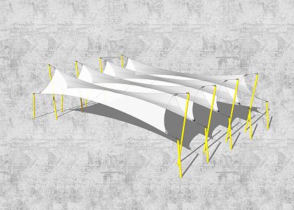 Modern tensioned membrane landscape rest area activity exhibition shed 3d model