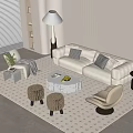 Modern Sofa Coffee Table Combination Sofa Carpet Floor Lamp 3d model