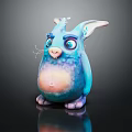 Cartoon Creature Character With Blue Pink Gradient Body Big Eyes Rabbit Ears And Pig Nose Design