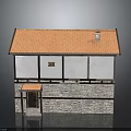 Traditional Building Featuring Red Tiled Roof White Walls Brown Wooden Frames Stone Base And Chimney