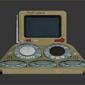 Vintage Handheld Electronic Device With Circular Buttons Beige Casing And Display Screen