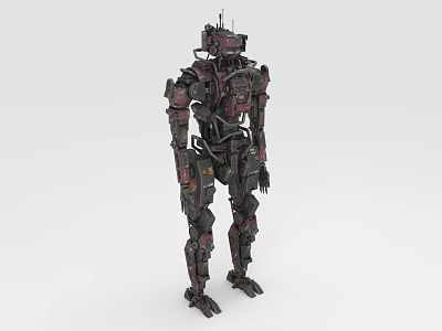 Detailed Humanoid Robot Character With Intricate Metallic Structure And Red Black Color Scheme 3d model