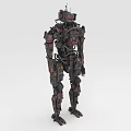 Detailed Humanoid Robot Character With Intricate Metallic Structure And Red Black Color Scheme