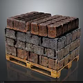 Wooden Pallet Stacked With Red And Gray Natural Stone Blocks