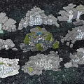 Artistic Garden Ornaments With Decorative Rocks Small Waterfalls And Lush Greenery