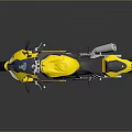 Yellow and Black Sports Motorcycle with Streamlined Design Black Seat and Silver Wheels