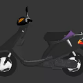 3D Rendered Black Scooter With Purple Seat Silver Rear Rack And Side Mirrors