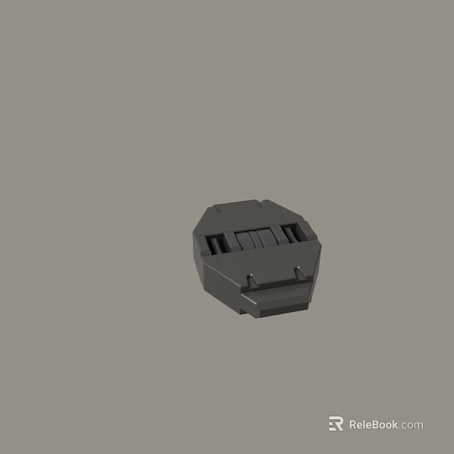Black Hexagonal Mechanical Component On Gray Background With Slots And Holes 3d model