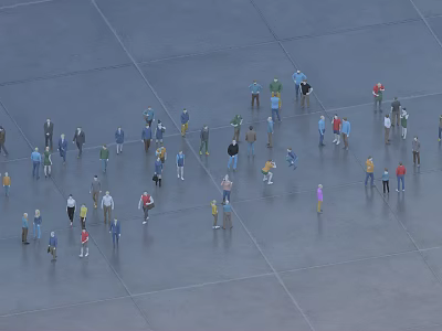 Many People Gathering In Open Area With Different Colored Clothing And Spacious Ground 3d model