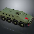 Green Military Tank With Six Wheeled Design Top Mounted Weapon And Red Emblem
