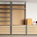 Practical Modern Storage Shelving Unit With Metal Frame Wooden Drawers Pegboard Back For Home Organization