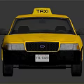 Yellow Classic Taxi Car With TAXI Roof Sign And Side Logo Design