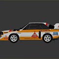 Alfa Team Rally Car With White And Orange Body And Sponsor Logos