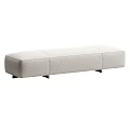Two Tone Modern Sofa Bench With Light Fabric Dark Leather Sectional Metal Legs