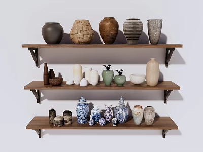 Blue and White Porcelain Pottery Pot Ceramic Utensils Decorative Ornaments Furnishings Jewelry Bottles and Jars 3d model