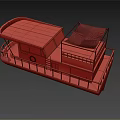 Modern Lakeside Houseboat With Open Deck Canopy Seating White Red Exterior