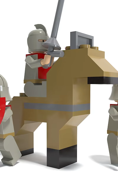 Building Blocks Knights with Horse and Warriors Holding Swords Axes and Shield 3d model Building Blocks Knights with Horse and Warriors Holding Swords Axes and Shield 3d model