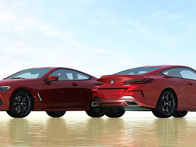 Two Red Sports Cars Parked Side By Side With Sleek Design And Shiny Reflections 3d model