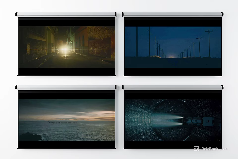 Diverse Night Scenes Featuring Urban Streets Coastal Views And Tunnel Light 3d model 