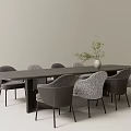 New Chinese Dining Table and Chair Tea Table and Chair Combination Dining Chair Dining Table 3d model