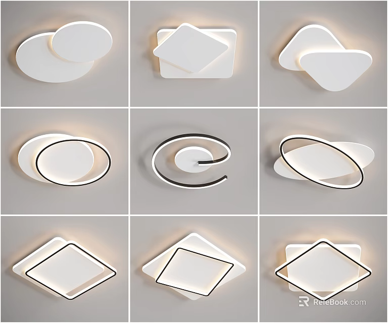 Modern Ceiling Lights With Various Geometric Shapes And Contemporary Designs 3d model