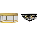 Modern Ceiling Lights With Gold Frame Transparent Shade And Black Base Visible Bulbs 3d model
