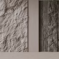 Building Exterior Wall Sample Display Featuring Rough Light Colored Wooden And Dark Stone Textures