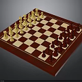 Classic Chessboard With Red And White Squares Red Border And Yellow And Red Pieces